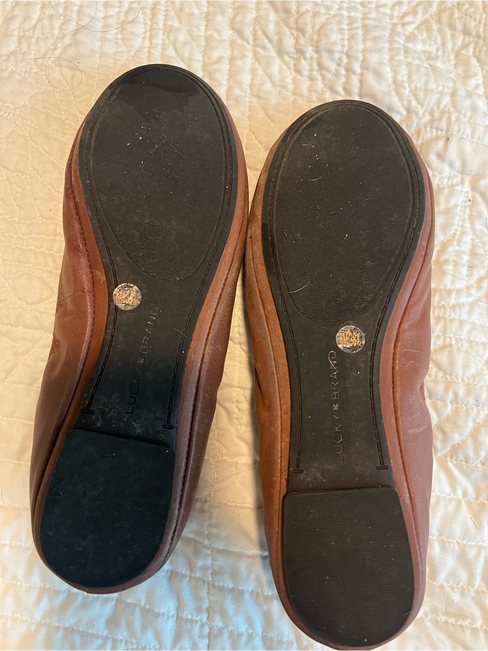 Lucky Brand Brown Leather Round-Toe Ballet Flats - Picture 2 of 2